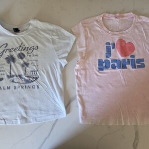 White and Pink Crop Tops with Graphic Designs